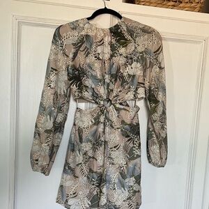 Gianni Bini Gray and Black Sheath Mini Dress with Bishop Sleeves